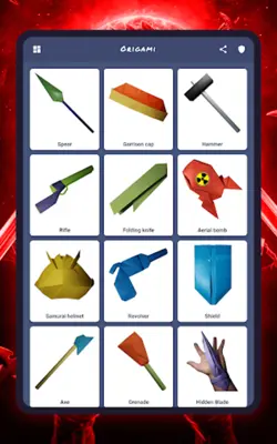 Origami weapons, paper schemes android App screenshot 9