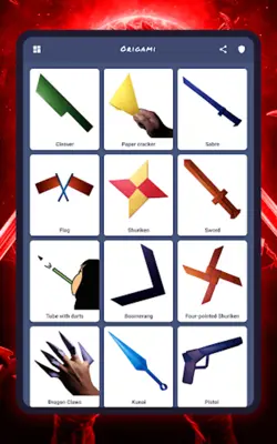 Origami weapons, paper schemes android App screenshot 10